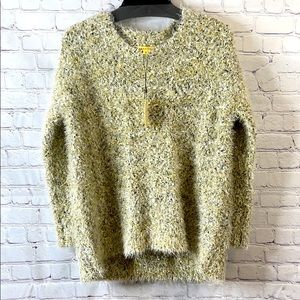 Mesh & lace gold sweater. Sz medium